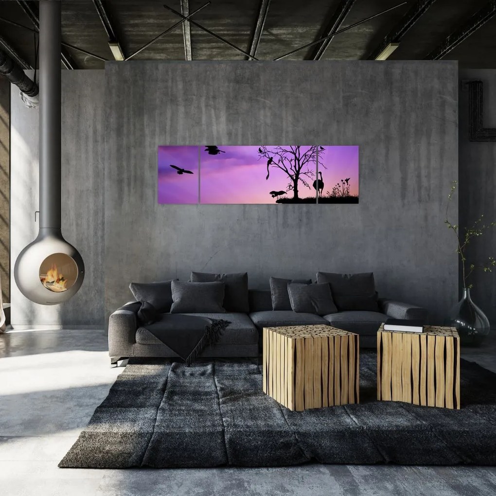 Obraz - Sylwetki zwierząt (170x50 cm)