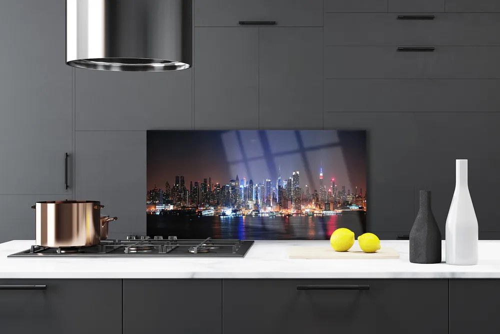 Szkło do Kuchni na Ścianę Miasto Nad Brzegiem Kanału