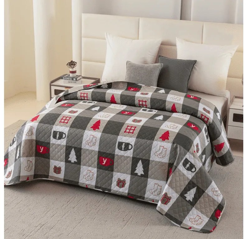 Narzuta na łóżko CHRISTMAS SOCKS, zielona Rozmiar: 170 x 210 cm