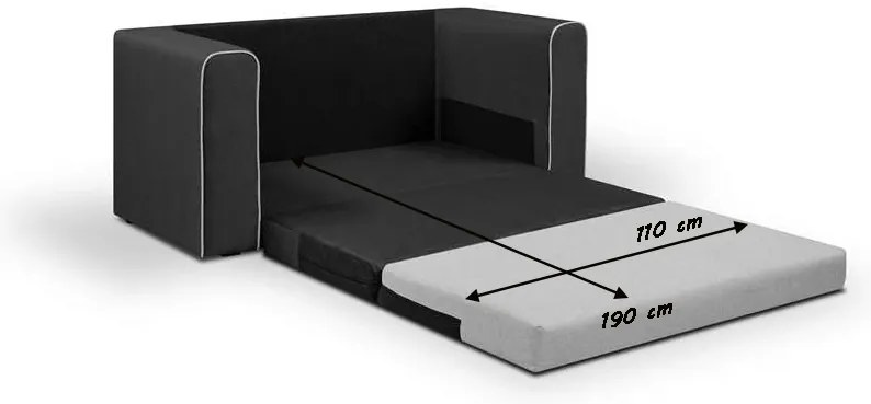 Sofa rozkładana 2 os BETA Szary/Czarny