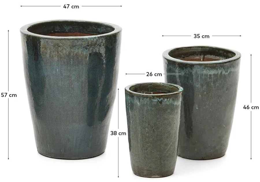 Terakotowe doniczki zestaw 3 szt. ø 47 cm Rotja – Kave Home