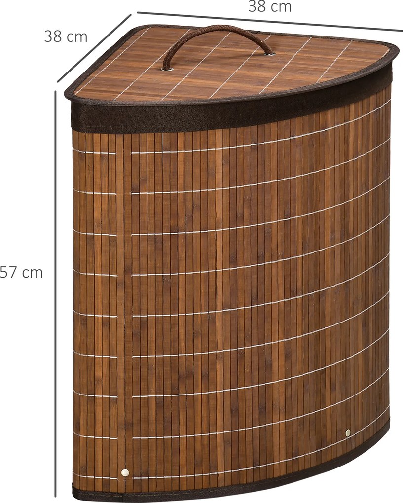 HOMCOM Kosz na pranie z pokrywą Brązowy Praktyczny i estetyczny 38x38x57cm | Aosom PL