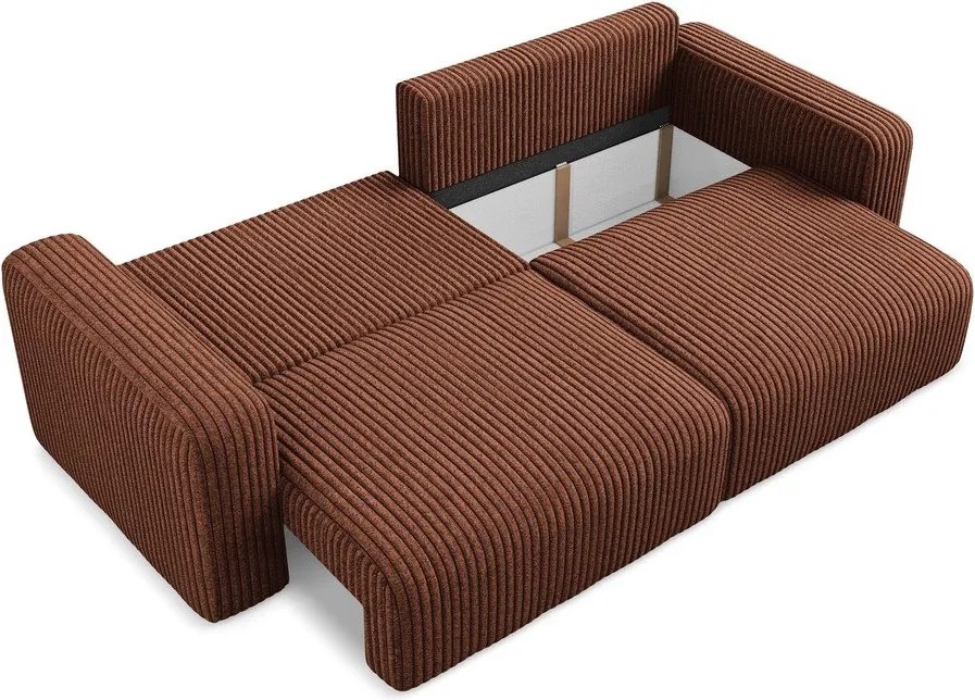 Sztruksowa rozkładana/ze schowkiem sofa w kolorze terakoty 252 cm Kona – Makamii