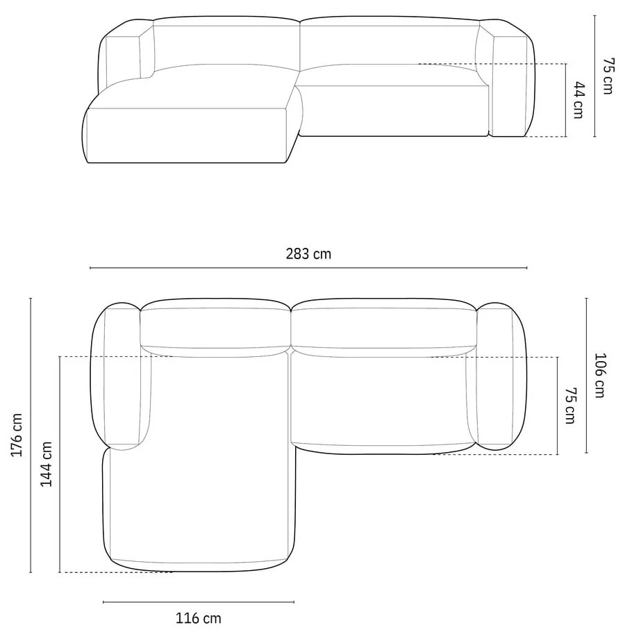 Beżowokremowy narożnik modułowy z materiału bouclé (lewostronny) Martina – Micadoni Home