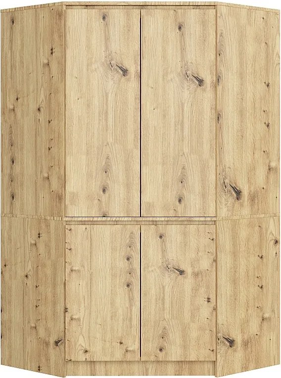 Szafa narożna AKORD S100 Dąb Artisan 100 cm 4 drzwi fronty kolor Dąb Artisan mat 6 półek 100x50x180 cm