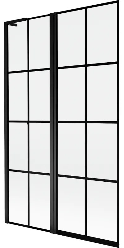 Mexen Mist L parawan nawannowy 2-skrzydłowy lewy 110 x 150 cm, czarna kratka, czarny - 8A9L-110-011-70-77-L