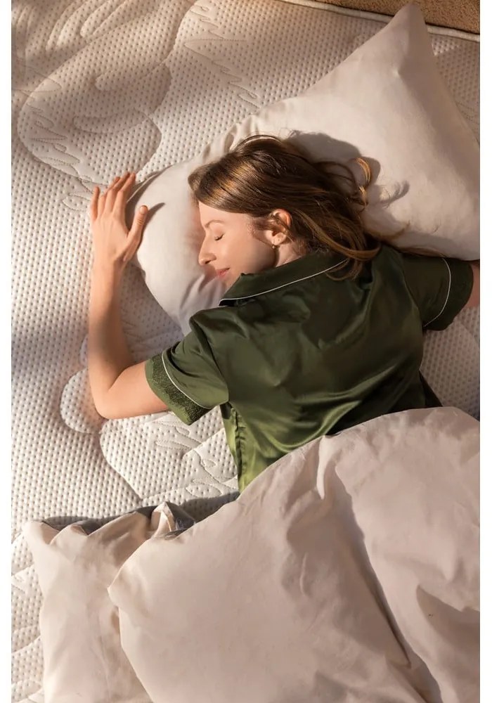 Niebieskie tapicerowane łóżko dwuosobowe ze schowkiem z materacem i stelażem 180x200 cm Myra Pillow – Bonami Selection