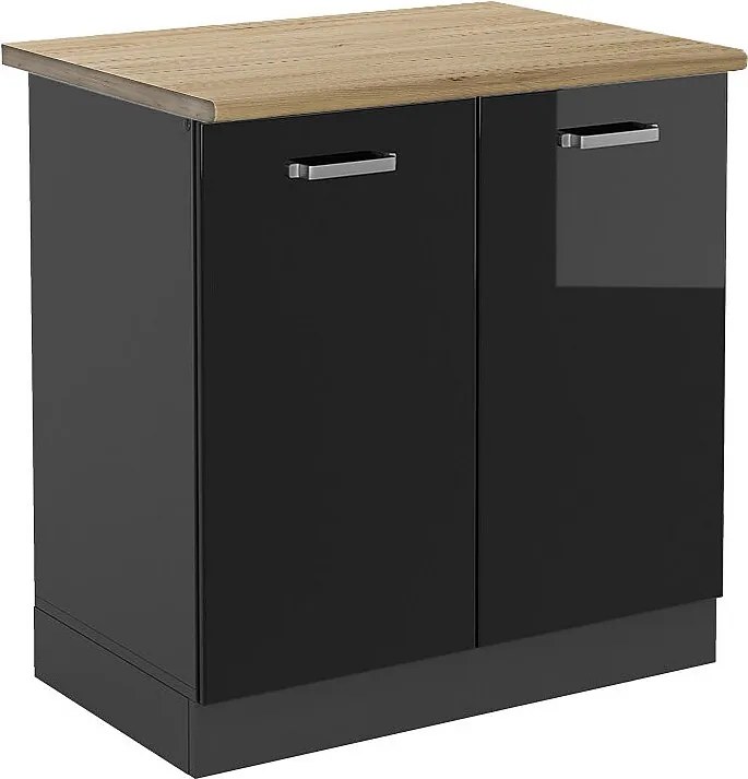 Szafka pod zlew czarny wysoki połysk 80x60x81.6 r-line