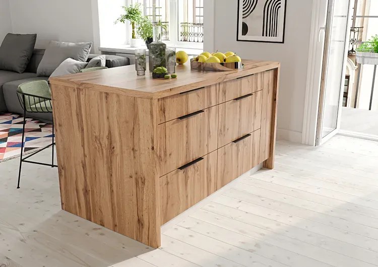 Wyspa kuchenna grafit + dąb artisan - Cristal 3X