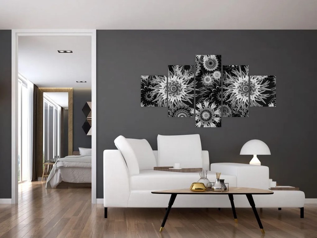 Obraz - Czarne i białe osty (125x70 cm)