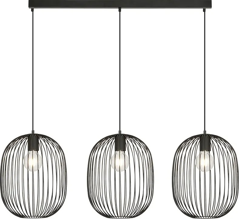 Czarna potrójna lampa wisząca w stylu loft F4-G81