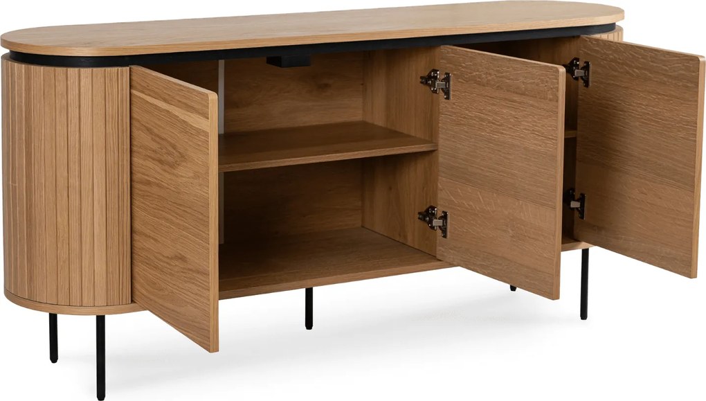 Komoda do Salonu BECK MAXI 160 cm Dąb Trzydrzwiowa Ryflowana Nowoczesna