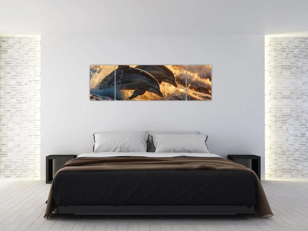 Obraz - Delfiny (170x50 cm)