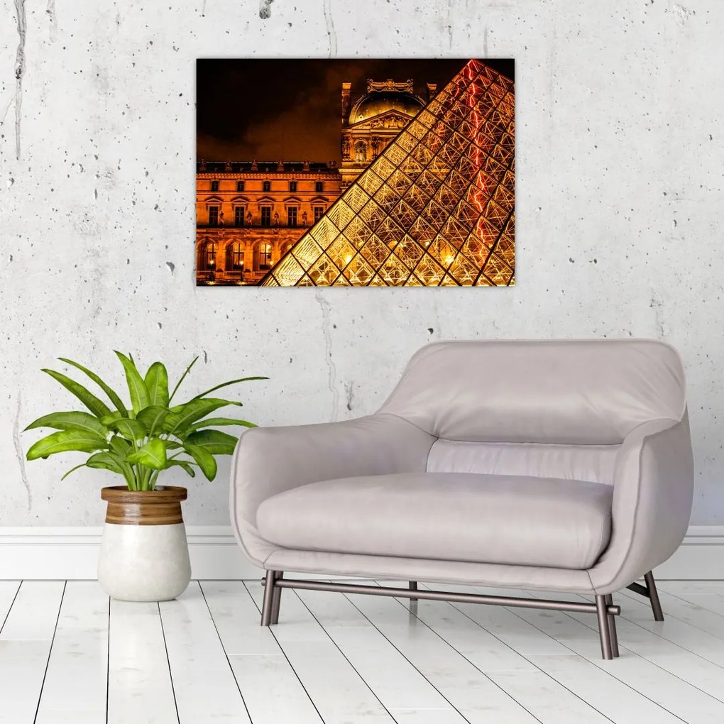 Obraz na szkle Luwru w Paryżu (70x50 cm)