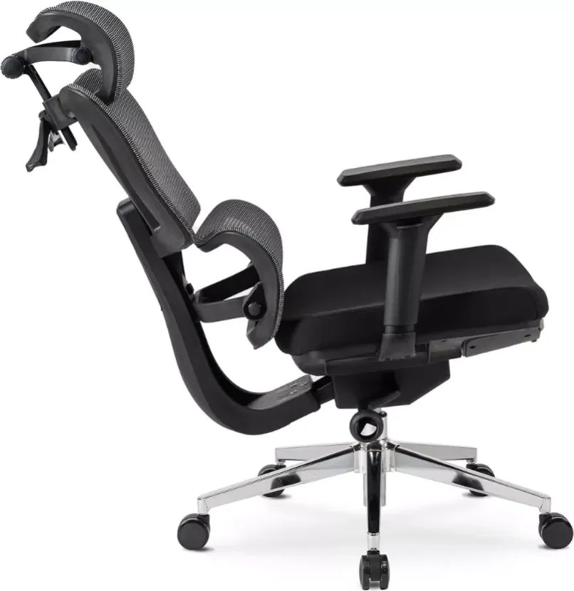Ergonomiczny fotel biurkowy Trus z regulowanym zagłówkiem i wysuwanym podnóżkiem – idealne połączenie komfortu i funkcjonalności