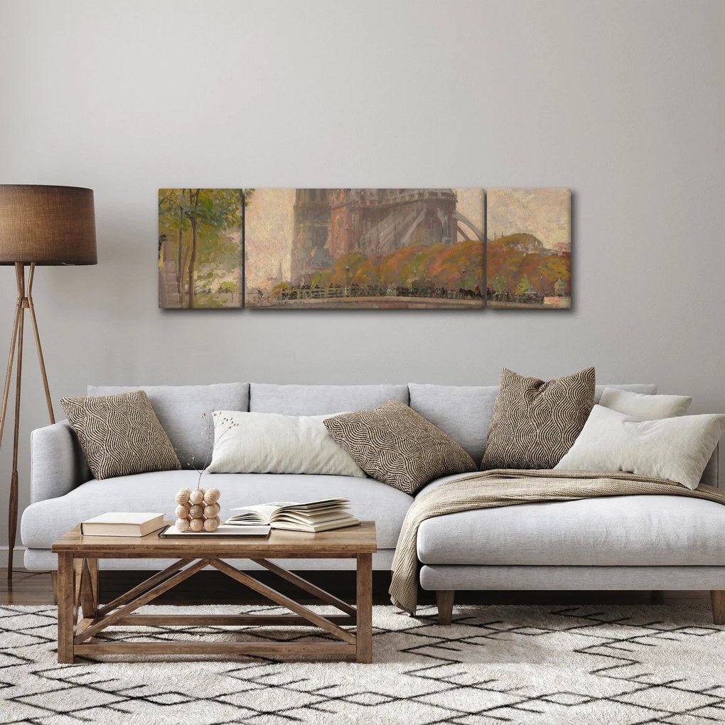 Obraz - Robert William Vonnoh, Notre Dame de Paris, reprodukcje (170x50 cm)
