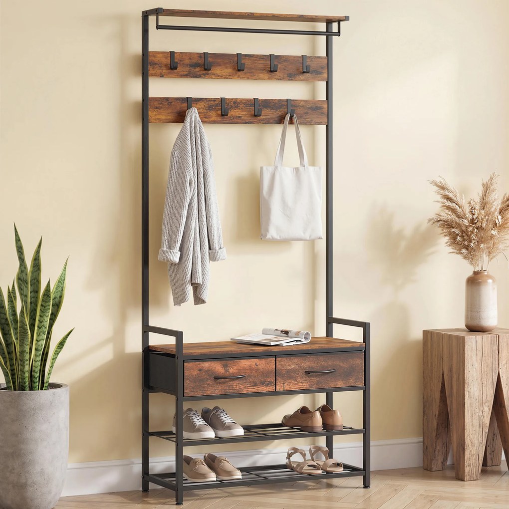 HOMCOM garderobenständer standgarderobe garderobenbank kleiderständer kompaktgarderobe dielengarderobe | Aosom PL