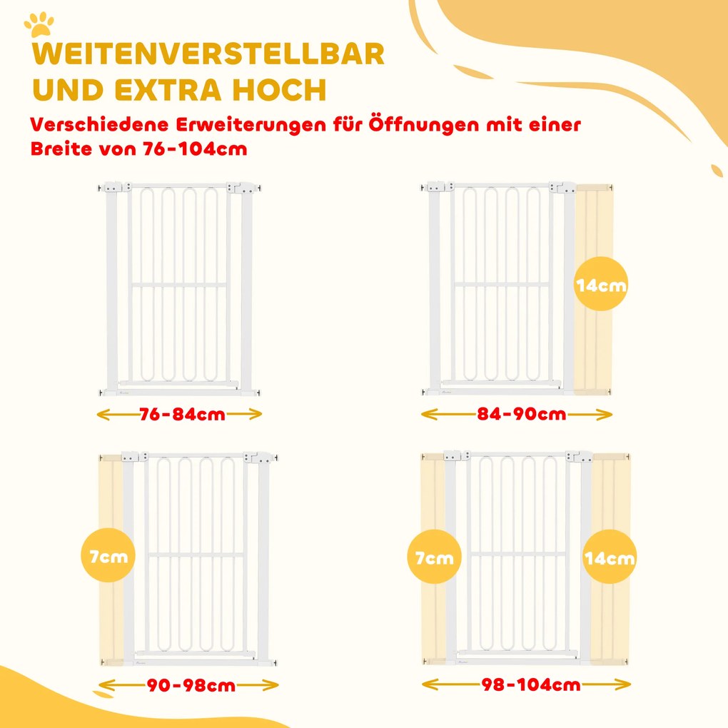 PawHut Bramka ochronna dla psów, 76-104 cm, bez wiercenia, bramka schodowa