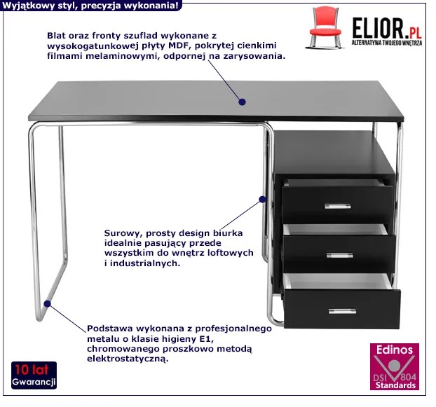 Duże czarne biurko go garażu C8-F01