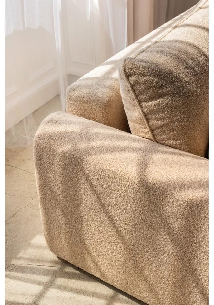 Beżowa rozkładana sofa z materiału bouclé 247 cm Quinoa – Bonami Selection