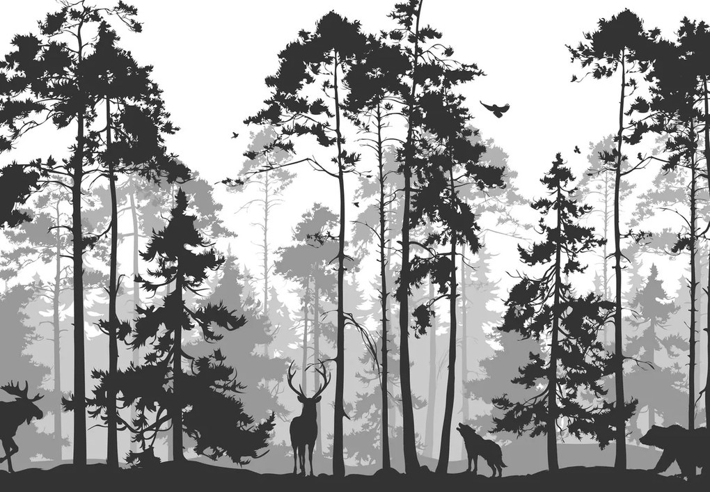Fototapeta - Las pełen zwierząt (196x136 cm)
