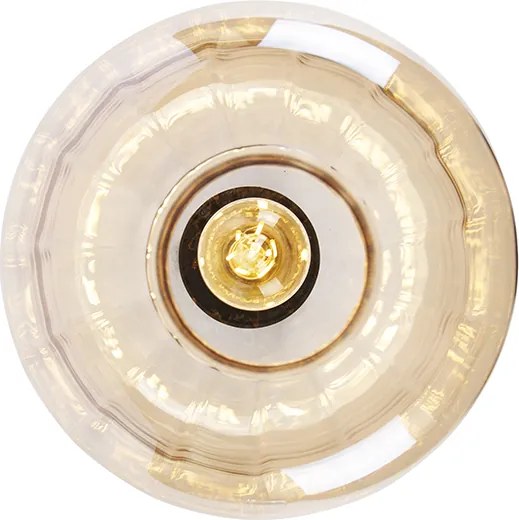 Designerska lampa sufitowa czarna z bursztynowym szkłem - Qara