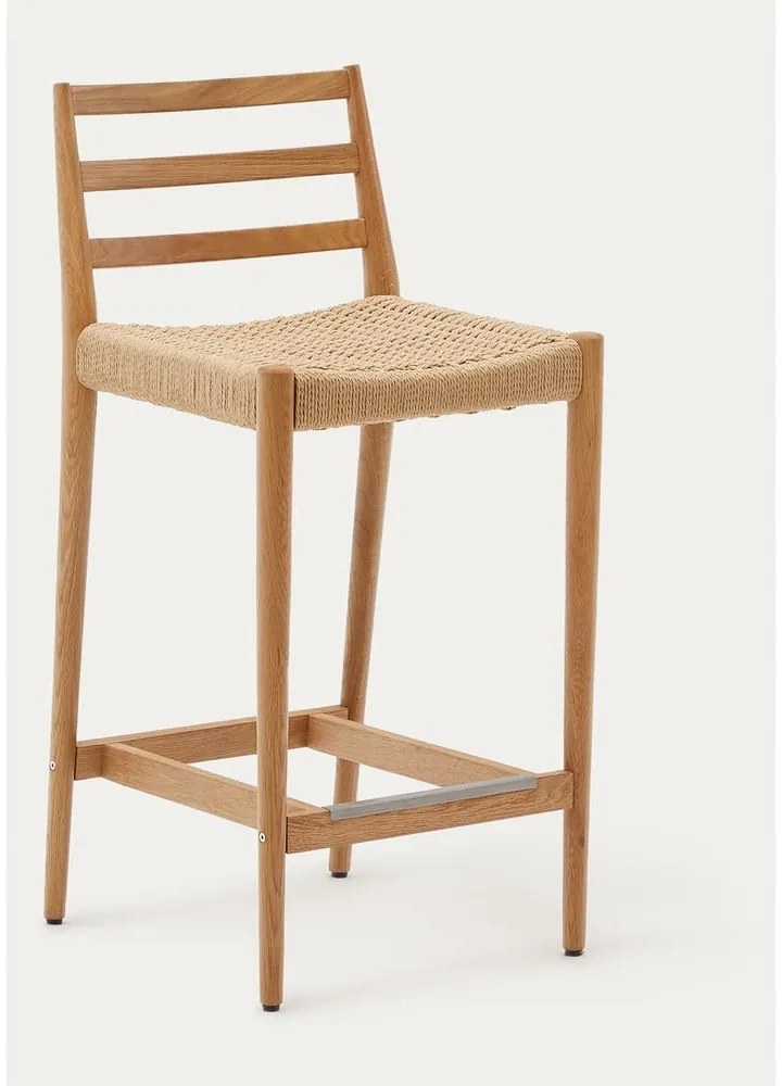 Hoker z litego drewna dębowego w naturalnym kolorze (wysokość siedziska 70 cm) Analy – Kave Home