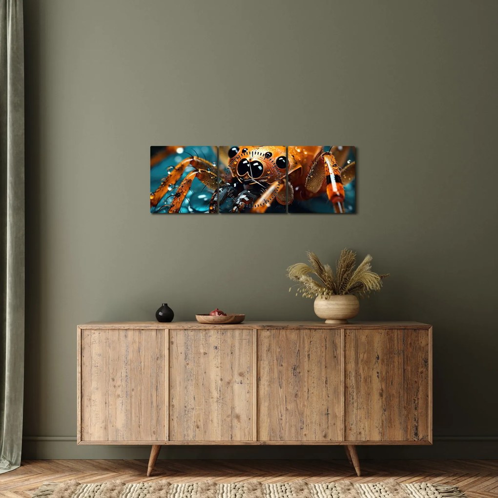 Obraz - Szczegół pająka (z zegarem) (90x30 cm)