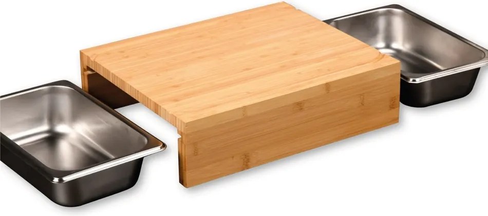 Kesper 58355 Deska do krojenia z tackami, stal nierdzewna, 35 x 29 x 9,5 cm