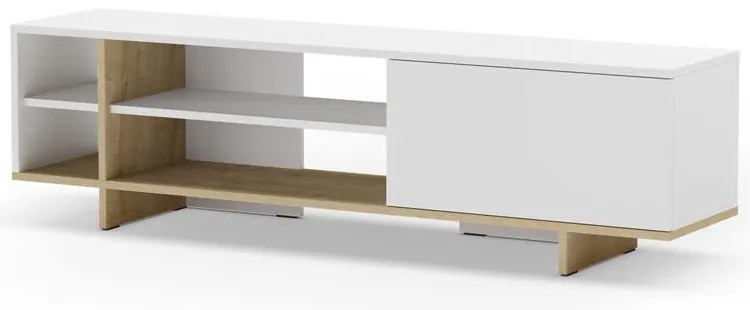 Biała szafka pod TV w dekorze dębu 160x44 cm Cequoia – Marckeric