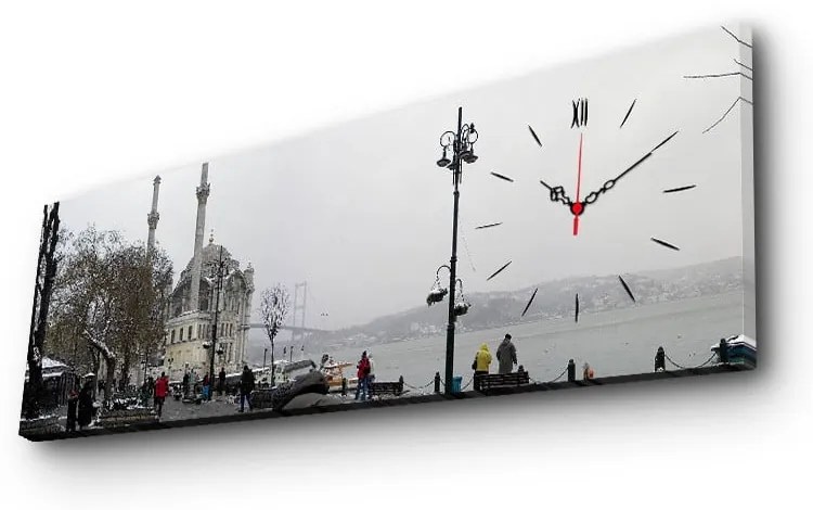 Obraz z zegarem W mieście, 30x90 cm