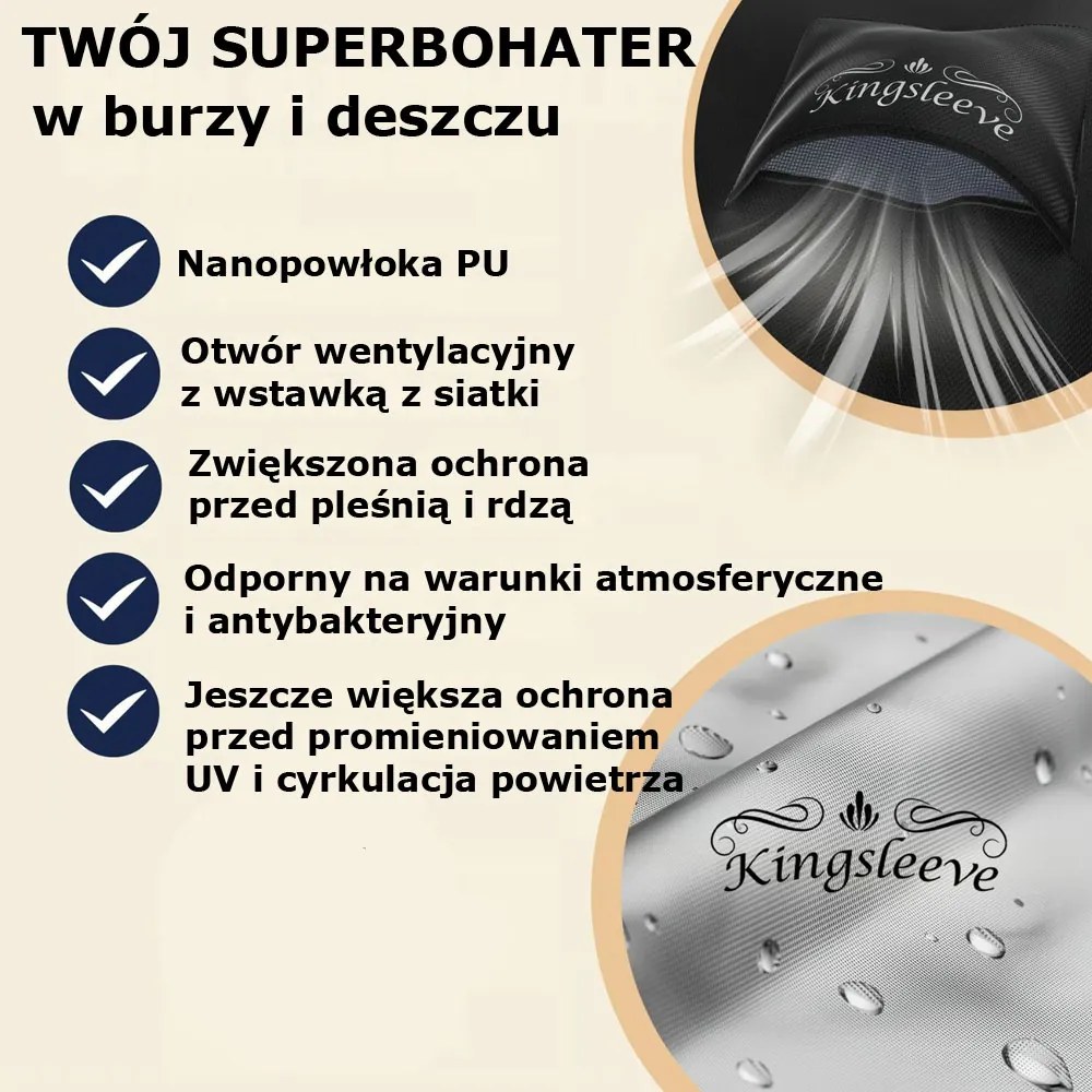 Ochronna plandeka na zestaw piwny BEER COVER, 180x90x74cm, antracytowa Kingsleeve