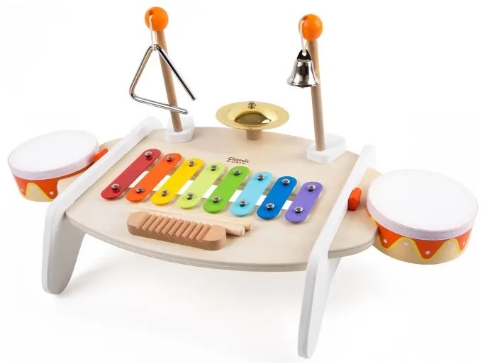 Classic world zestaw instrumenty muzyczne dla dzieci ksylofon tarka cymbałki bębenki talerz pałeczki trójkąt dzwonek 9 el.