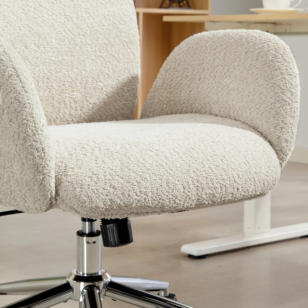 HOMCOM Krzesło biurowe z regulowanym zagłówkiem, ergonomiczne krzesło do biurka, funkcja odchylenia, regulowana wysokość, szaro-białe