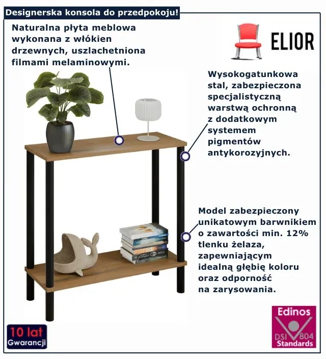 Konsola nowoczesna na czarnym stelażu dąb lancelot  F7-S60