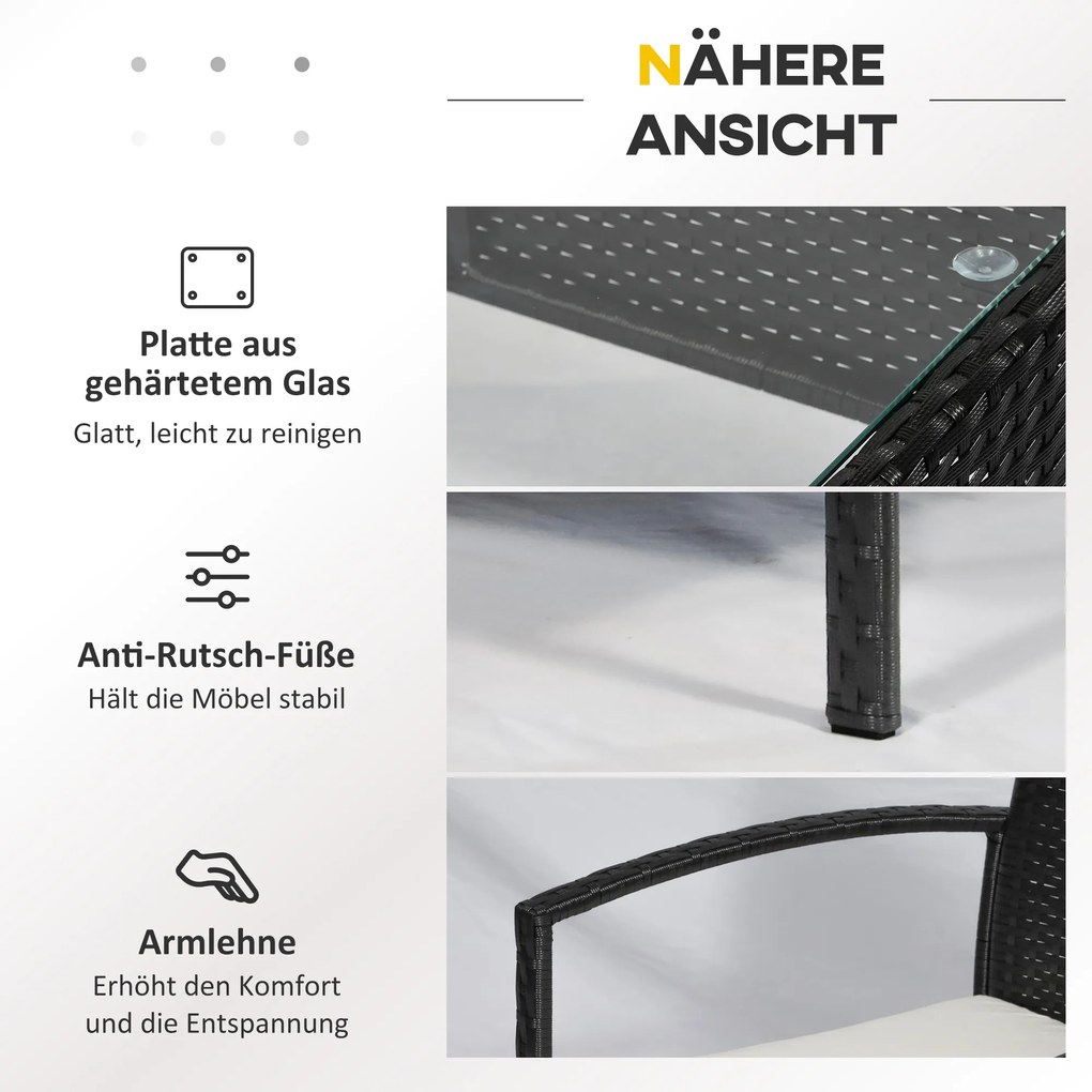 Outsunny komplet wypoczynkowy z technorattanu 7 elementów z poduszkami kolor czarny