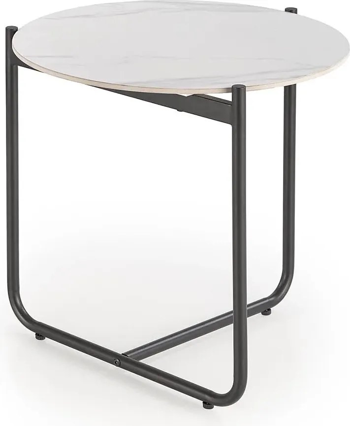 Loftowy stolik kawowy biały marmur + czarny R6-A06