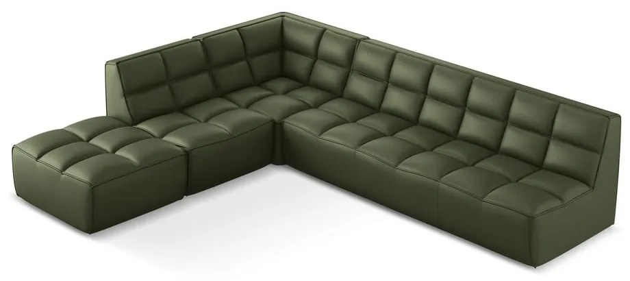 Zielony narożnik modułowy z imitacji skóry (strona zmienna) Kalai – Makamii