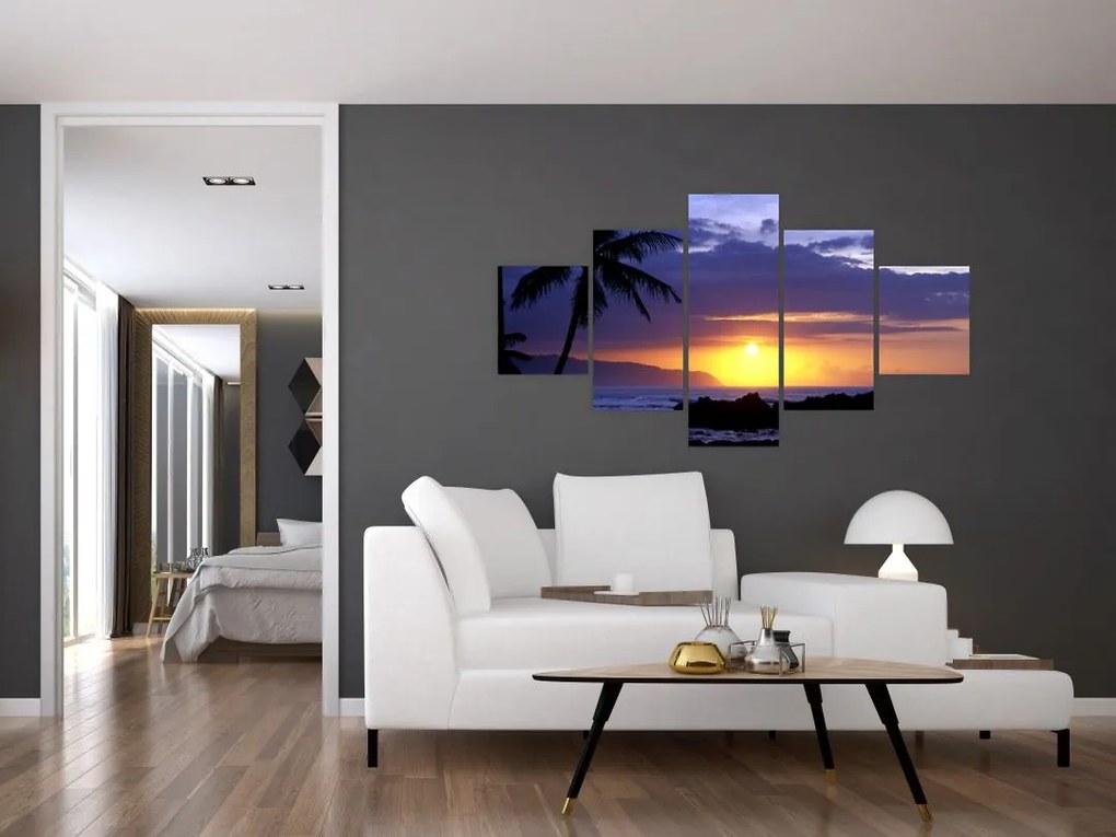 Obraz zachodu słońca nad morzem (125x70 cm)