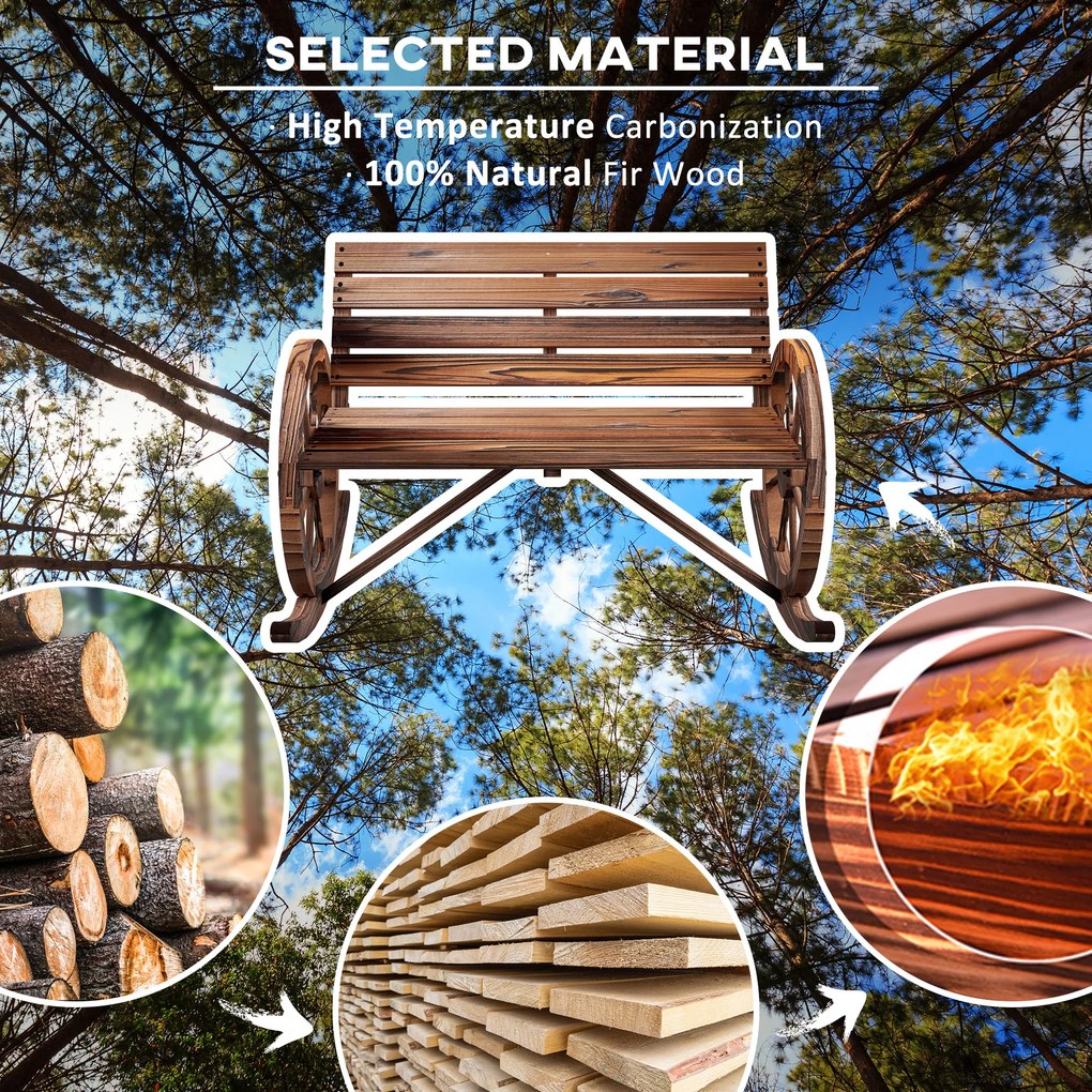 Outsunny Rustykalna Huśtawka Ogrodowa z Drewna - Wypalana, 105x88x74cm - Relaks na Świeżym Powietrzu