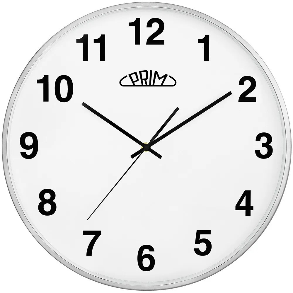 Metalowy zegar srebrny PRIM Alfa ∅ 400 × 40 mm