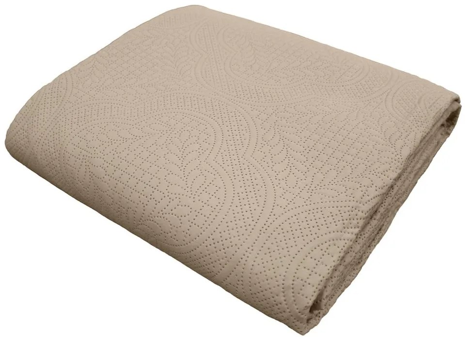 Beżowy pikowany zestaw narzuty na łóżko i poszewki na poduszkę z mikrowłókna 240x220 cm Romane – douceur d'intérieur