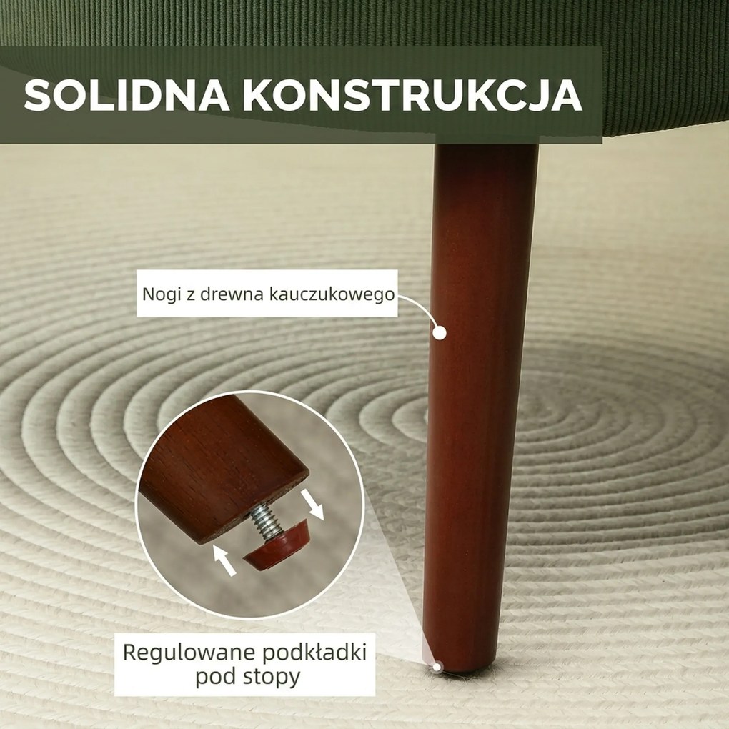 HOMCOM Nowoczesny fotel z podłokietnikami, tapicerowany fotel akcentowy z poduszką lędźwiową, Zielony