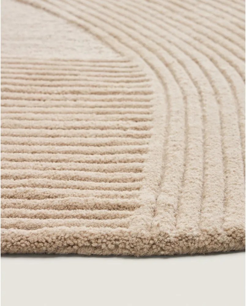 Kremowy wełniany okrągły dywan tkany ręcznie ø 200 cm Domm – Kave Home