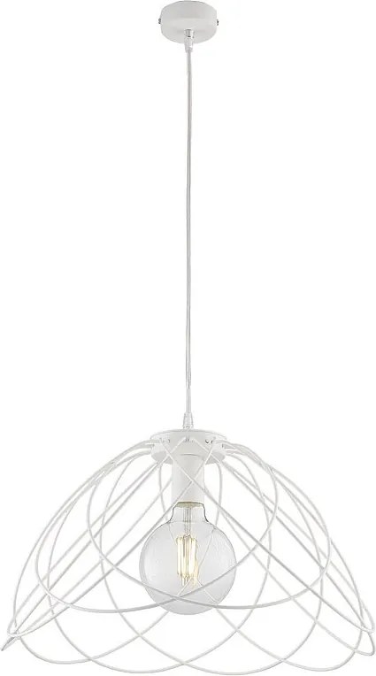 Żyrandol Pagoda z lakierowanego na biało żelaza z dekoracją w stylu shabby chic, z regulowanym kablem elektrycznym, 1 lampa 132 Ø45 BL298-S1-BCO