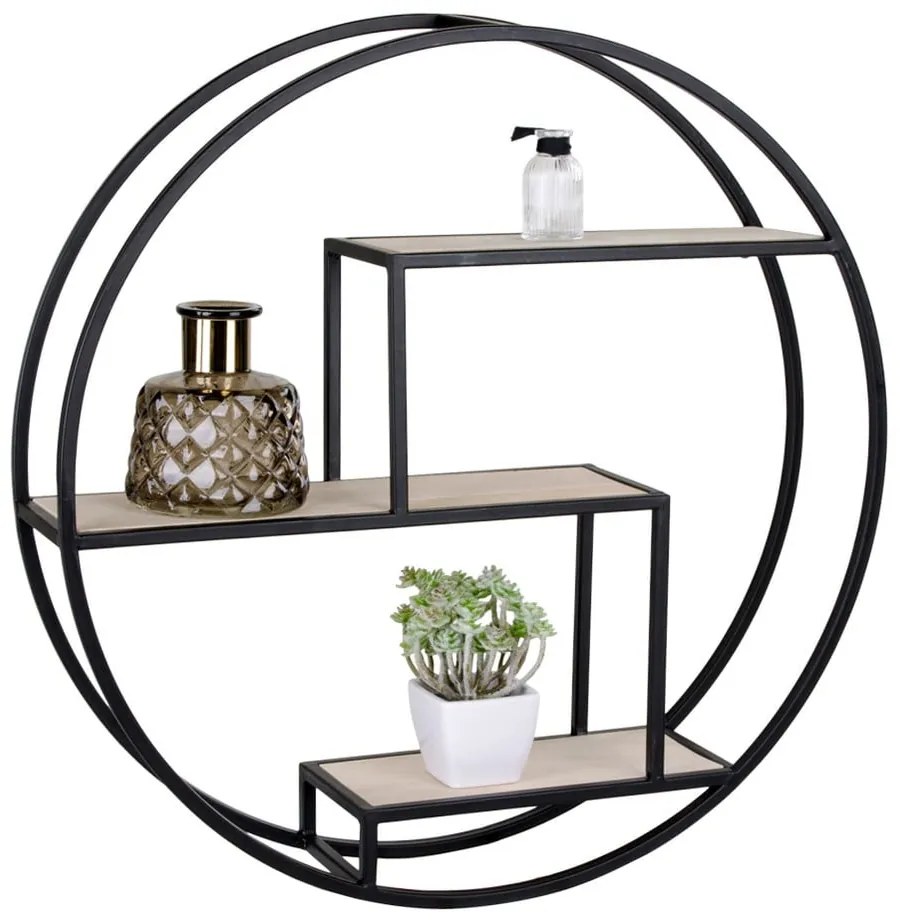 Czarno-naturalna wielopoziomowa półka z litego drewna paulowni 62 cm Rotterdam – House Nordic