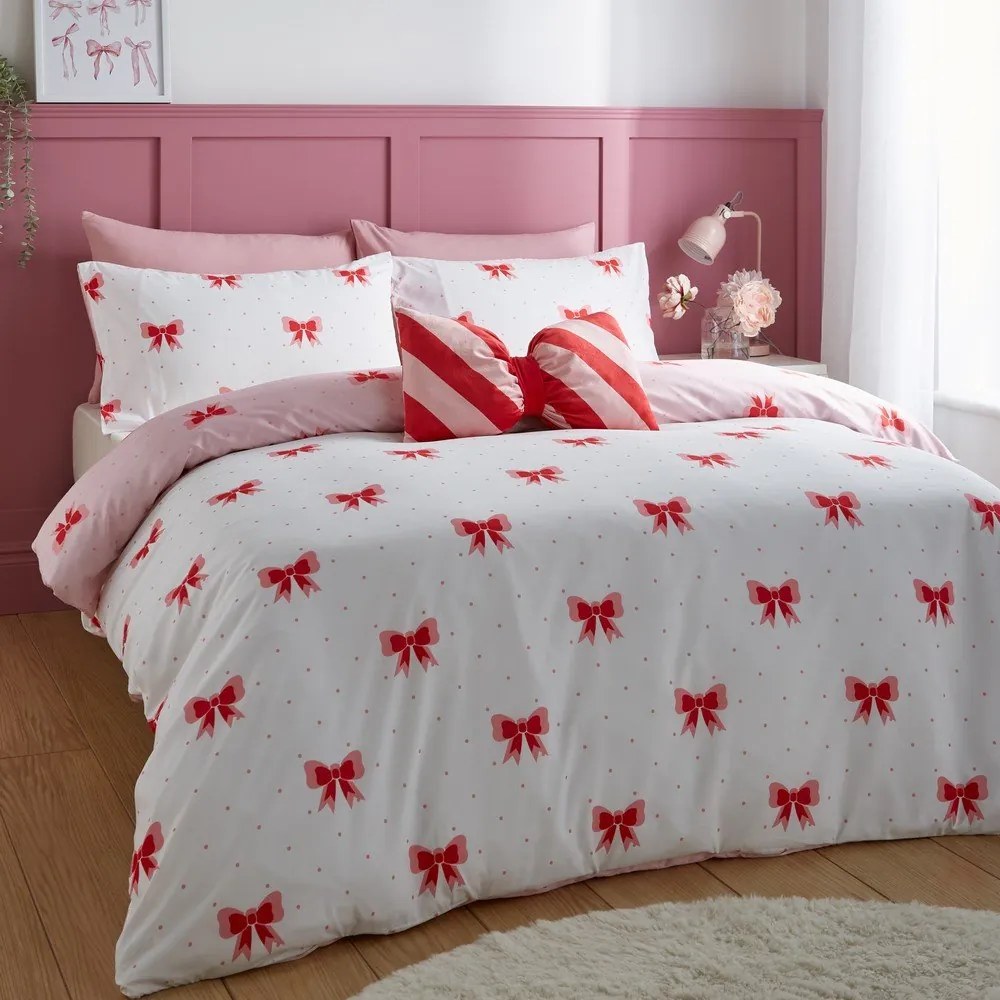 Różowa pościel dwuosobowa 230x220 cm Dotty Bows – Sassy B