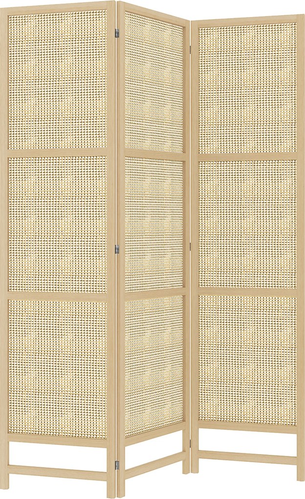 HOMCOM 3-częściowy Parawan, Składany Ekran Ściany o Wysokości 180 cm, Wolnostojąca Przegroda z Ręcznie Tkanej Plecionki dla Domu, Naturalny