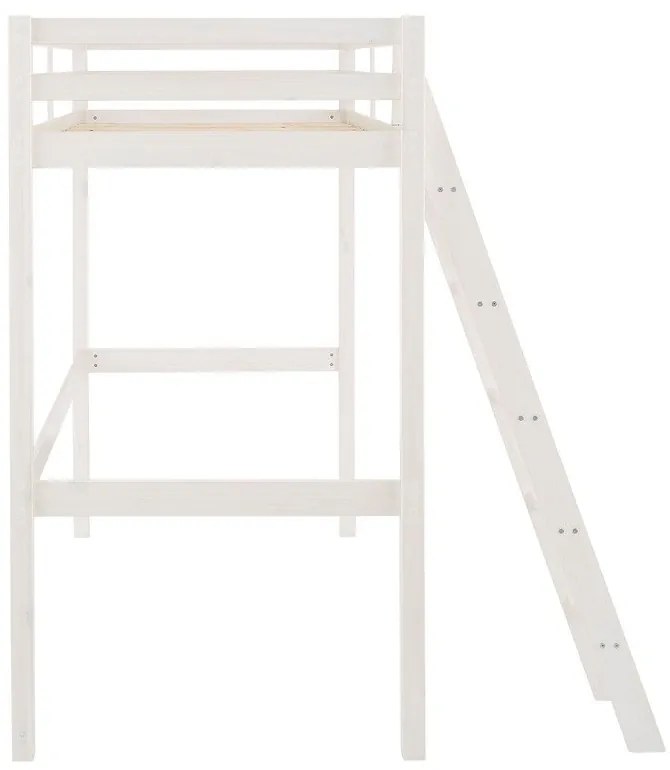 Białe wyższe łóżko z drewna sosnowego Støraa Alpi2