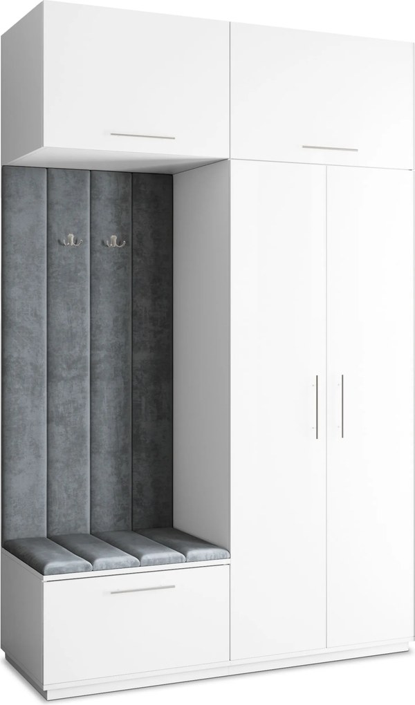 Masseno Garderoba REMA 150/240/60 cm Nowoczesna Szafa do Przedpokoju Biała, MONOLITH 85 (Szary)